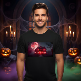 Spooky Halloween Haunted House Design T Shirt