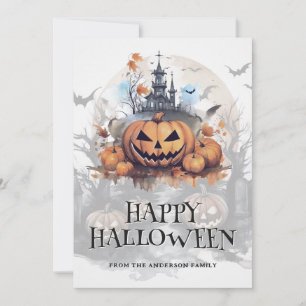 Spooky Halloween Haunted House Fladdermus Jack-O-L Julkort
