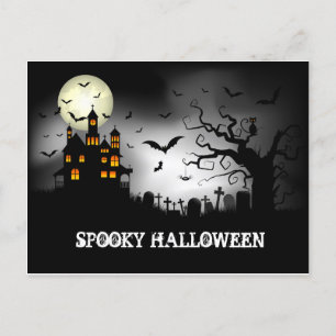 Spooky halloween Haunted House Helg Vykort