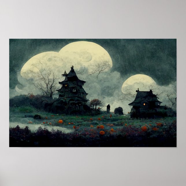 Spooky Halloween Haunted House Poster (Framsidan)
