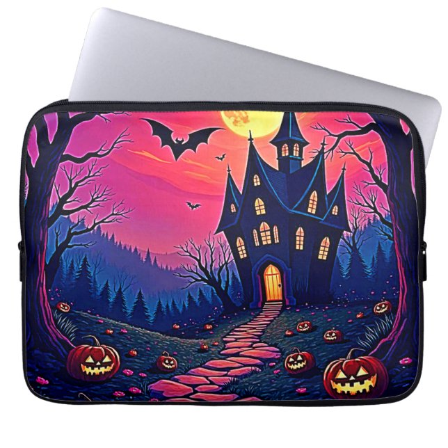 Spooky Halloween Haunted Mansion Art Laptop Fodral (Framsidan)