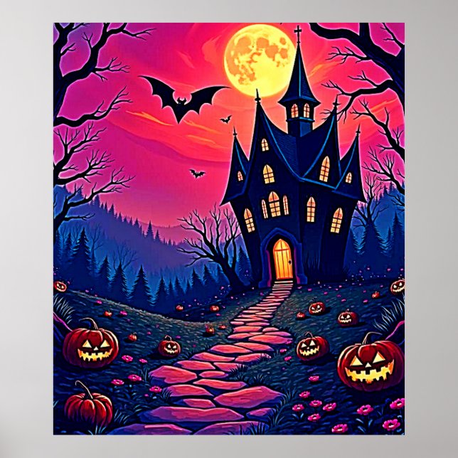 Spooky Halloween Haunted Mansion Art Poster (Framsidan)