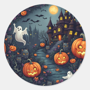 Spooky Halloween Haunted Natt Stickers Runt Klistermärke