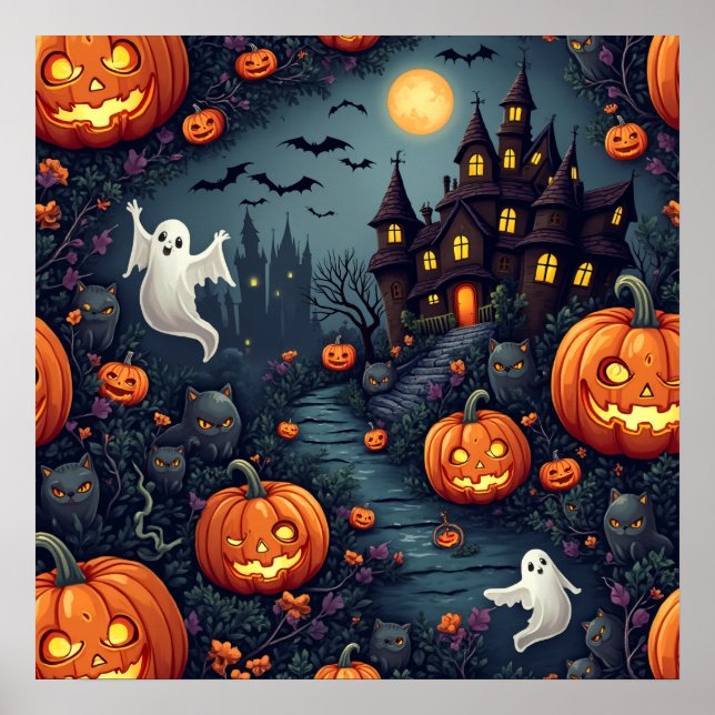 Spooky Halloween Haunted Night Poster (Framsidan)