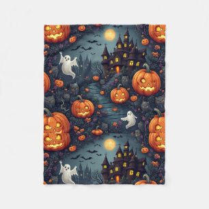 Spooky Halloween Haunted Night Small Ull Blanke Fleecefilt