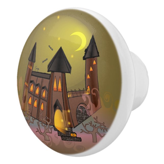 Spooky Halloween-häxhus och vampyrslott Knopp (Höger)