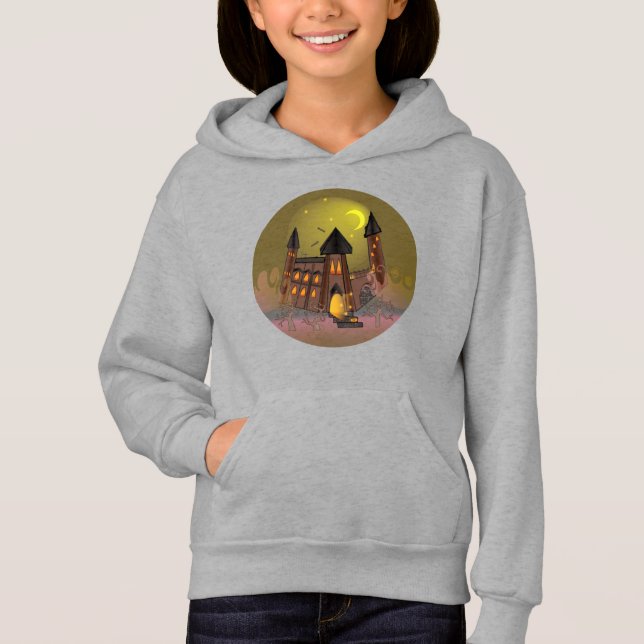 Spooky Halloween-häxhus och vampyrslott T Shirt (Framsida)