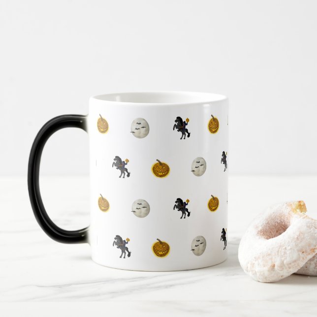 Spooky Halloween Headless Horseman Coffee Mug Magisk Mugg (Med munk)