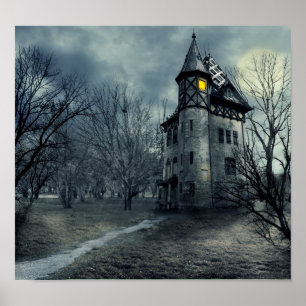 Spooky Halloween! Hemma på kyrkogård Poster