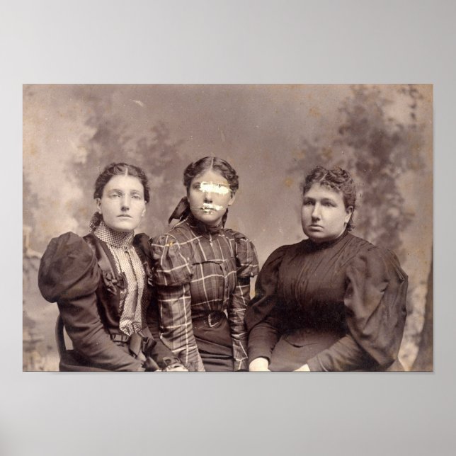 Spooky Halloween hemsökt familj Porträtt Poster (Framsidan)