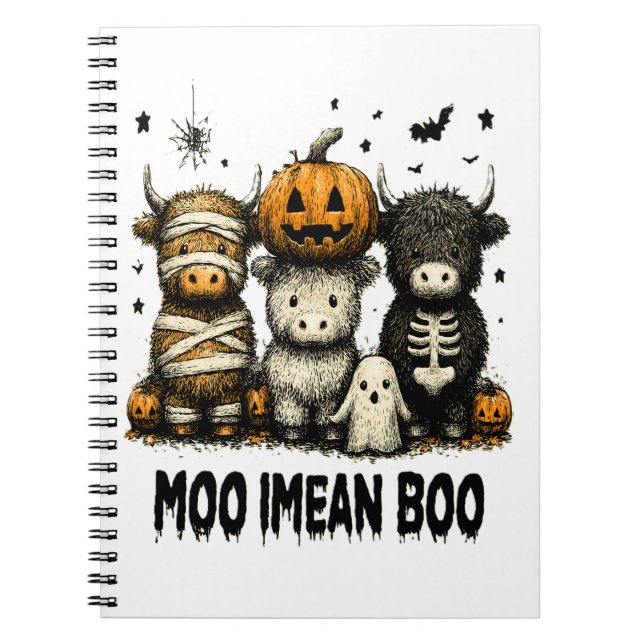 Spooky Halloween Highland Cow Anteckningsbok (Framsidan)