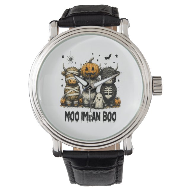 Spooky Halloween Highland Cow Armbandsur (Framsida)