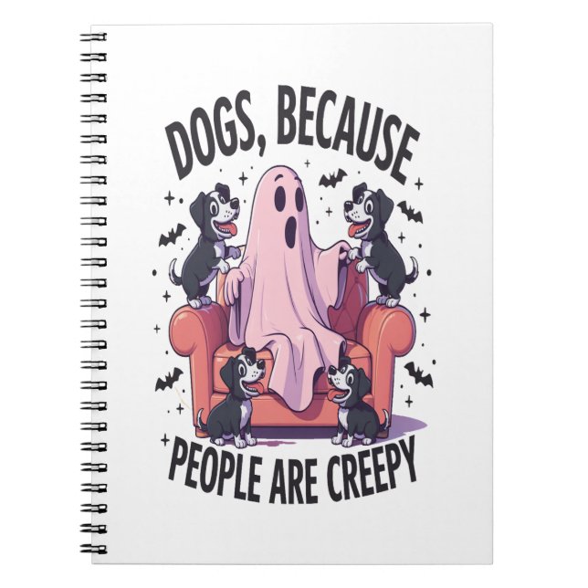Spooky Halloween Hund Spooky Ghost (2) Anteckningsbok (Framsidan)