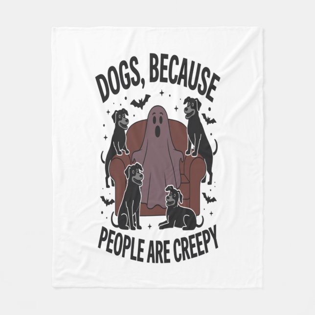 Spooky Halloween Hund Spooky Ghost 2 Fleecefilt (Framsidan)