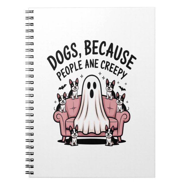 Spooky Halloween Hund Spooky Ghost Anteckningsbok (Framsidan)