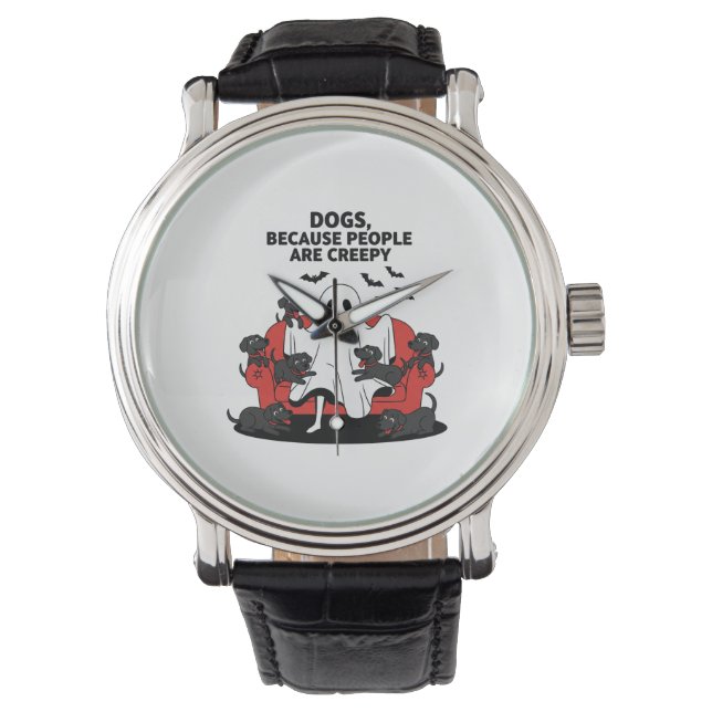 Spooky Halloween Hund Spooky Ghost Armbandsur (Framsida)