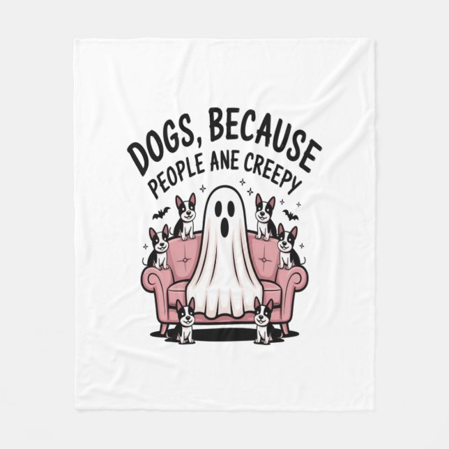 Spooky Halloween Hund Spooky Ghost Fleecefilt (Framsidan)