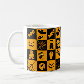 Spooky Halloween Icons Mönster Kaffemugg