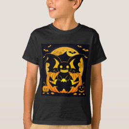 Spooky Halloween Illustration med Fladdermus Pumpk T Shirt