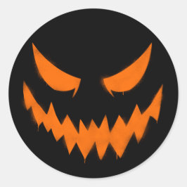 Spooky Halloween Jack-O'-lantern Ansikte Sticker Runt Klistermärke