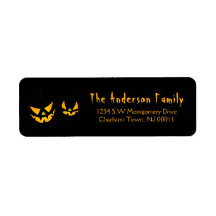 Spooky Halloween Jack-O-Lantern Pumpkin Returadress Etikett