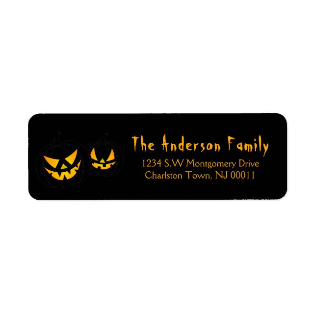Spooky Halloween Jack-O-Lantern Pumpkin Returadress Etikett (Framsidan)