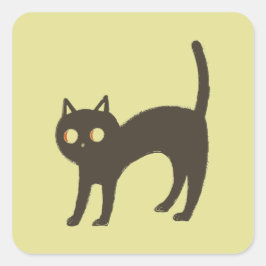Spooky Halloween-katt Fyrkantigt Klistermärke