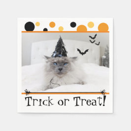 Spooky Halloween-katt i Witch Hat Pappersservett