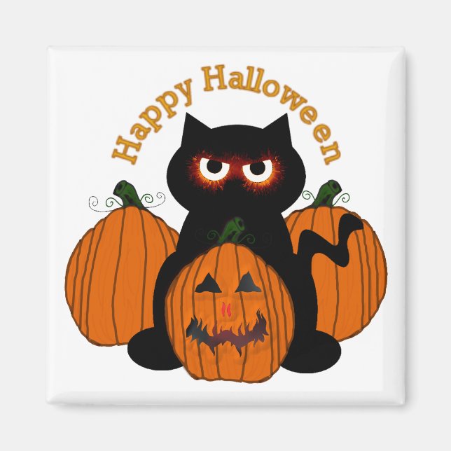 Spooky Halloween Kattunge Magnet (Framsidan)
