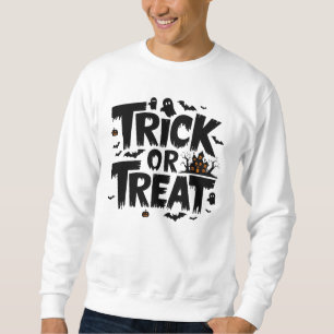 Spooky Halloween kväll med bus eller godis roligt  Lång Ärmad Tröja