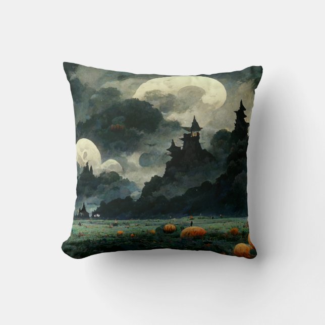 Spooky Halloween liggande Kudde (Framsida)