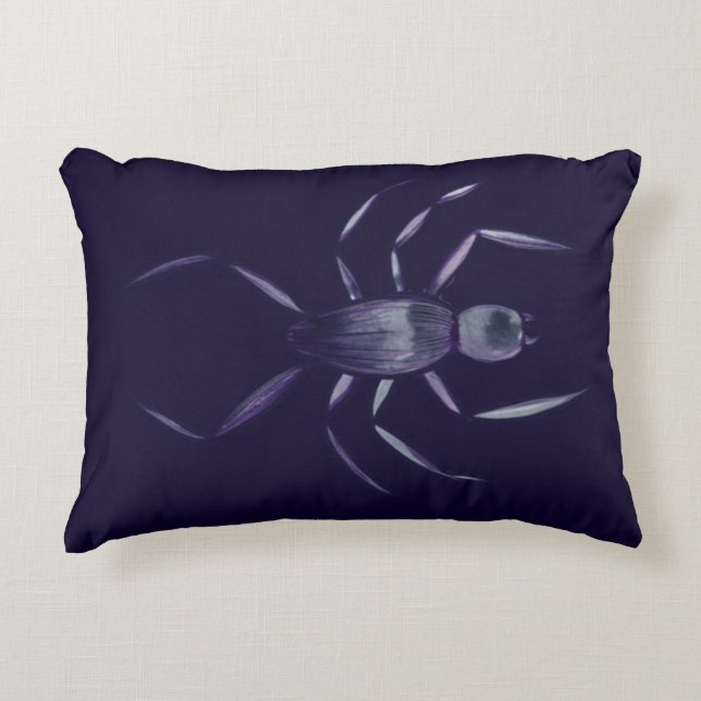 Spooky Halloween Lila Spider Art Prydnadskudde (Framsidan)