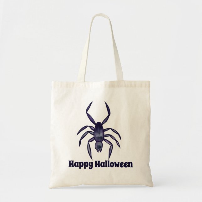 Spooky Halloween Lila Spider Art Tygkasse (Framsidan)