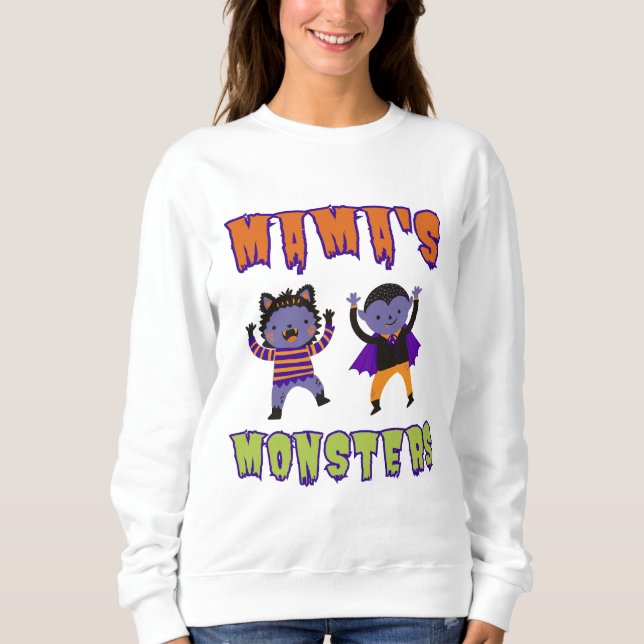 Spooky Halloween Mamma Monsters Sweatshirt T Shirt (Framsida)
