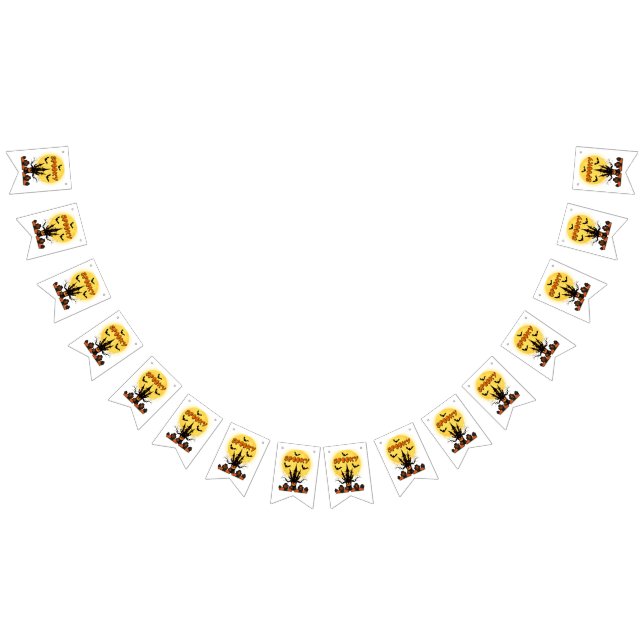 Spooky Halloween Måne Bunting Banner Vimplar (Alla)