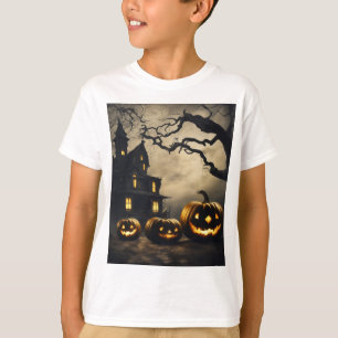Spooky Halloween Mansion 🦹 med Jack-o'-Lanternor T Shirt