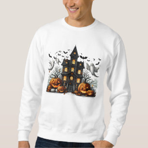 Spooky Halloween med pumpor och spöken Lång Ärmad Tröja