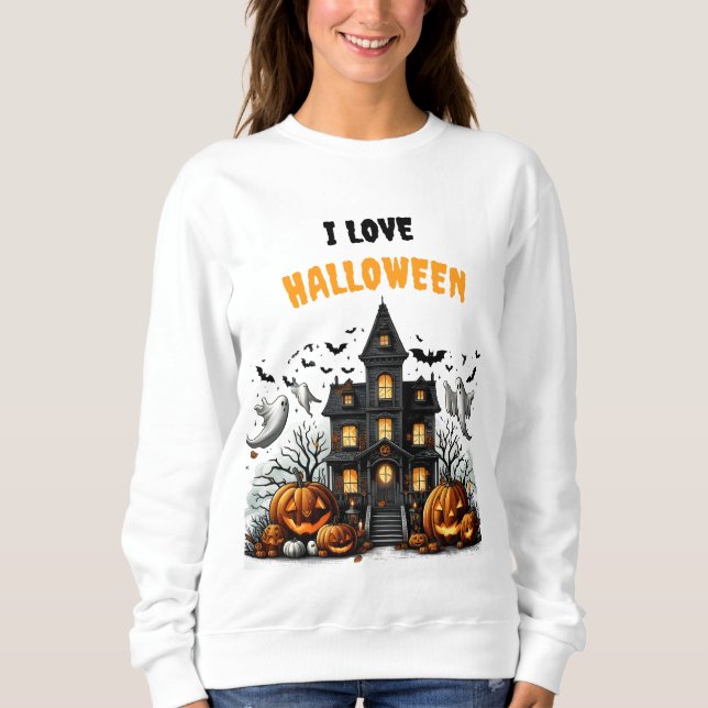 Spooky Halloween med pumpor och spöken T Shirt (Framsida)