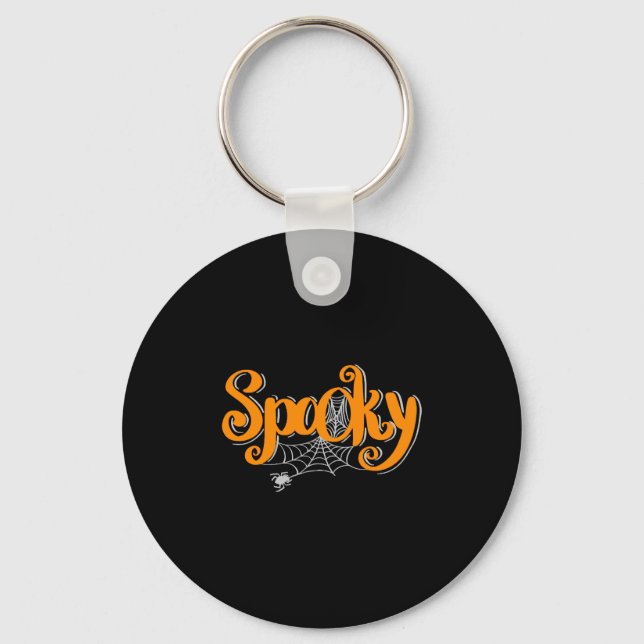 Spooky Halloween med Spider och spindelnät Nyckelring (Framsida)