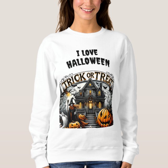 Spooky Halloween med spöken och pumpor T Shirt (Framsida)