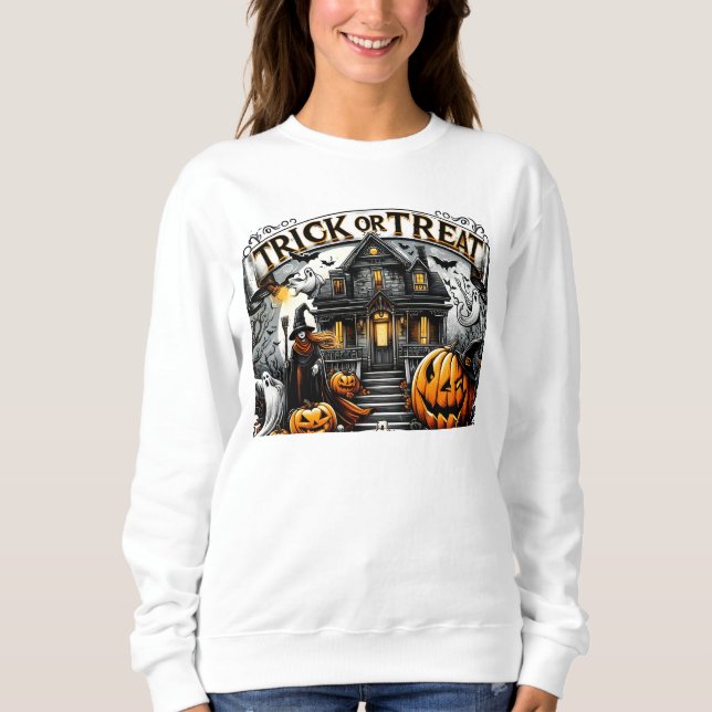 Spooky Halloween med spöken och pumpor T Shirt (Framsida)