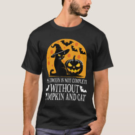 Spooky Halloween med Witchy Black Cat och Pumpkin T Shirt