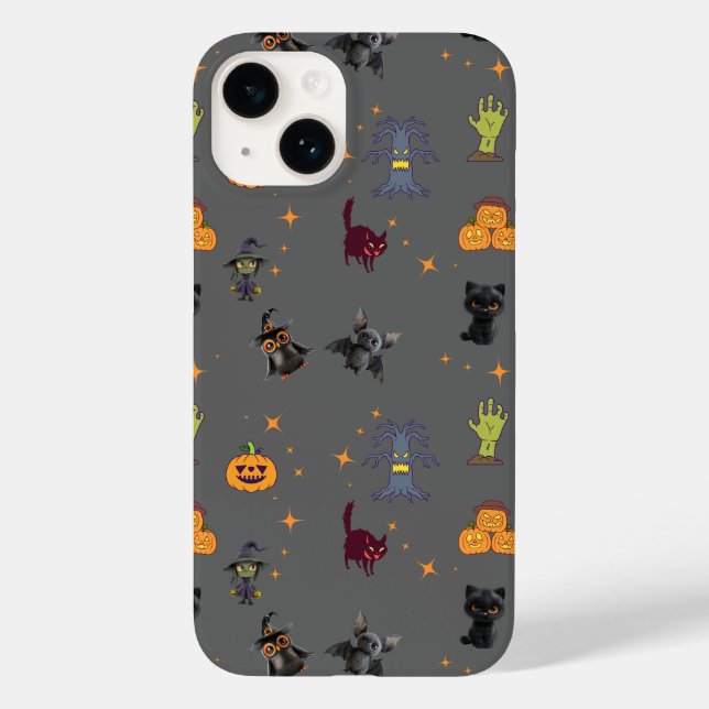 Spooky Halloween Mönster med Svarta katter, Pumpki (Baksida)