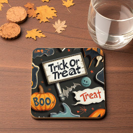 Spooky Halloween Mönster Underlägg Papper Kvadrat