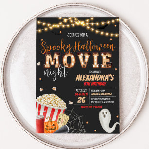 Spooky Halloween Movie Night Födelsedagsfest Inbjudningar