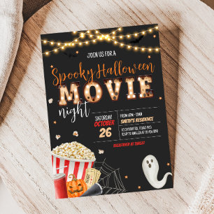 Spooky Halloween Movie Night Party Inbjudningar