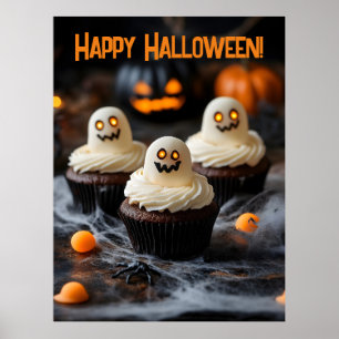 Spooky Halloween muffinss Design Poster