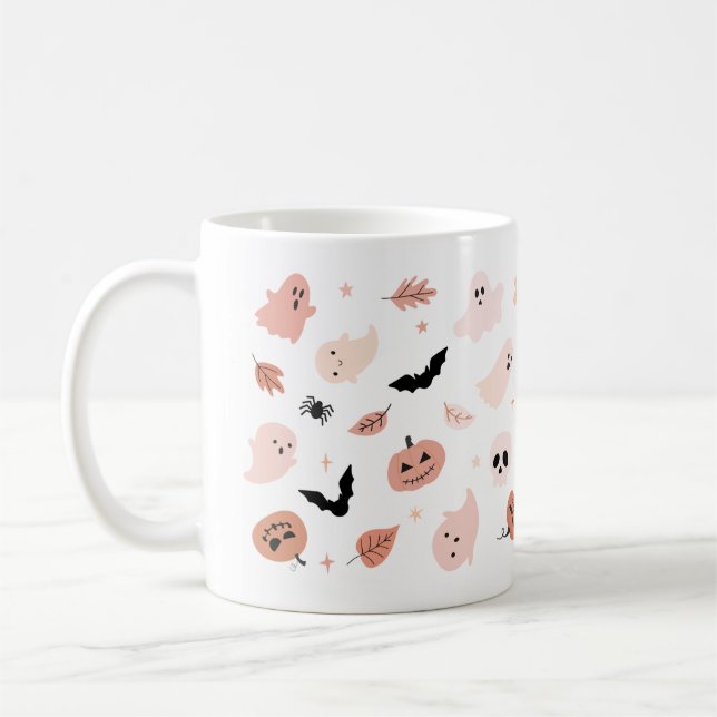 Spooky Halloween Mugg - Pumpkin, Ghost & Witch Cof (Vänster)