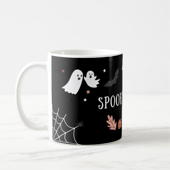 Spooky Halloween Mugg - Pumpkin, Ghost & Witch Cof (Vänster)