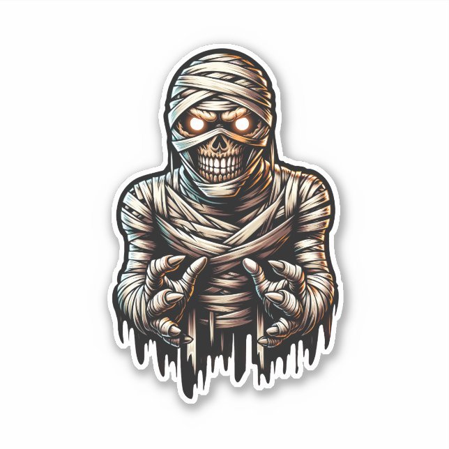 Spooky Halloween Mummy Monster Sticker Klistermärken (Framsida)